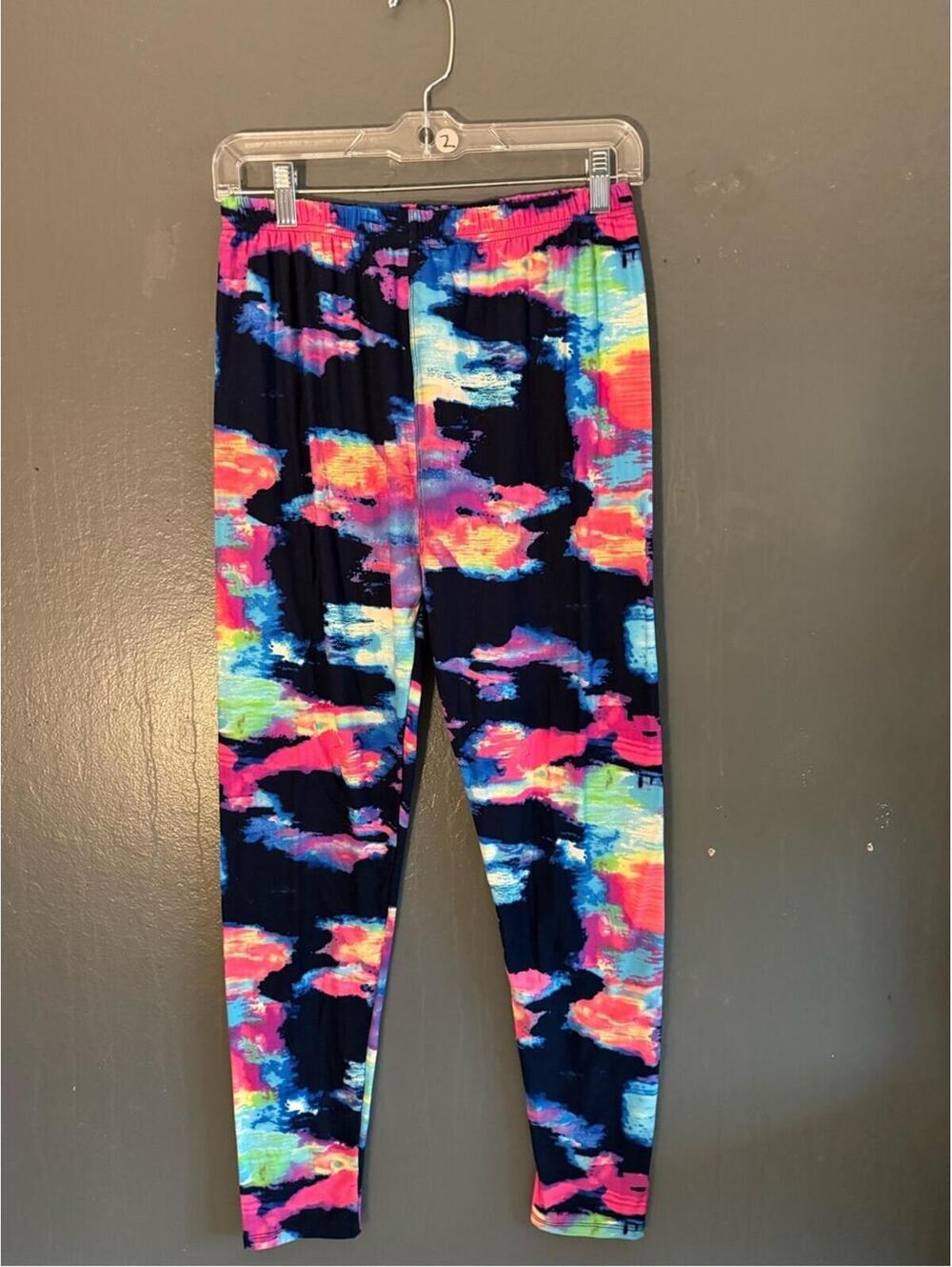 Eevee Women's Colorful Abstract Print Leggings Blue Pink Activewear
